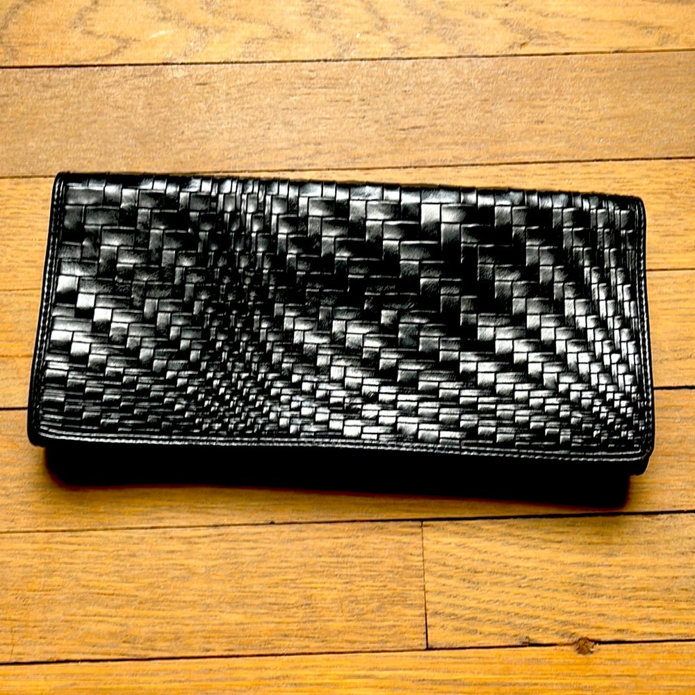 Cole Haan Black woven leather clutch
